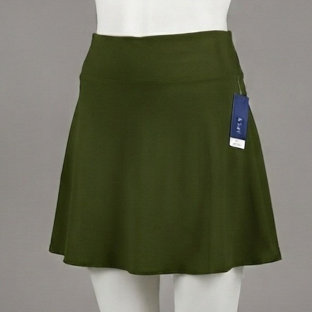 Apt. 9 Urban Olive Tummy Control Stretch A-Line Skirt Womens Large NWT